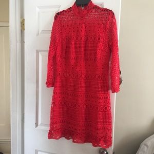Red crochet dress